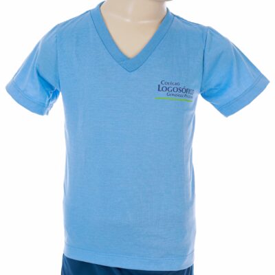 CAMISETA COM MANGA AZUL